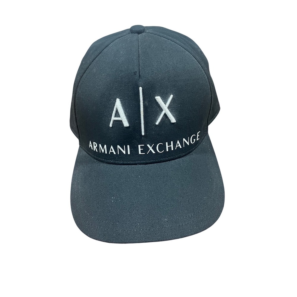 Armani Exchange Mens Black Cotton Embroidered AX Logo Baseball Cap Hat
